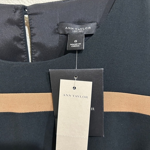 Ann Taylor NWT Black Brown Geometric Print Sheath Dress | Size 6 - Picture 3 of 7